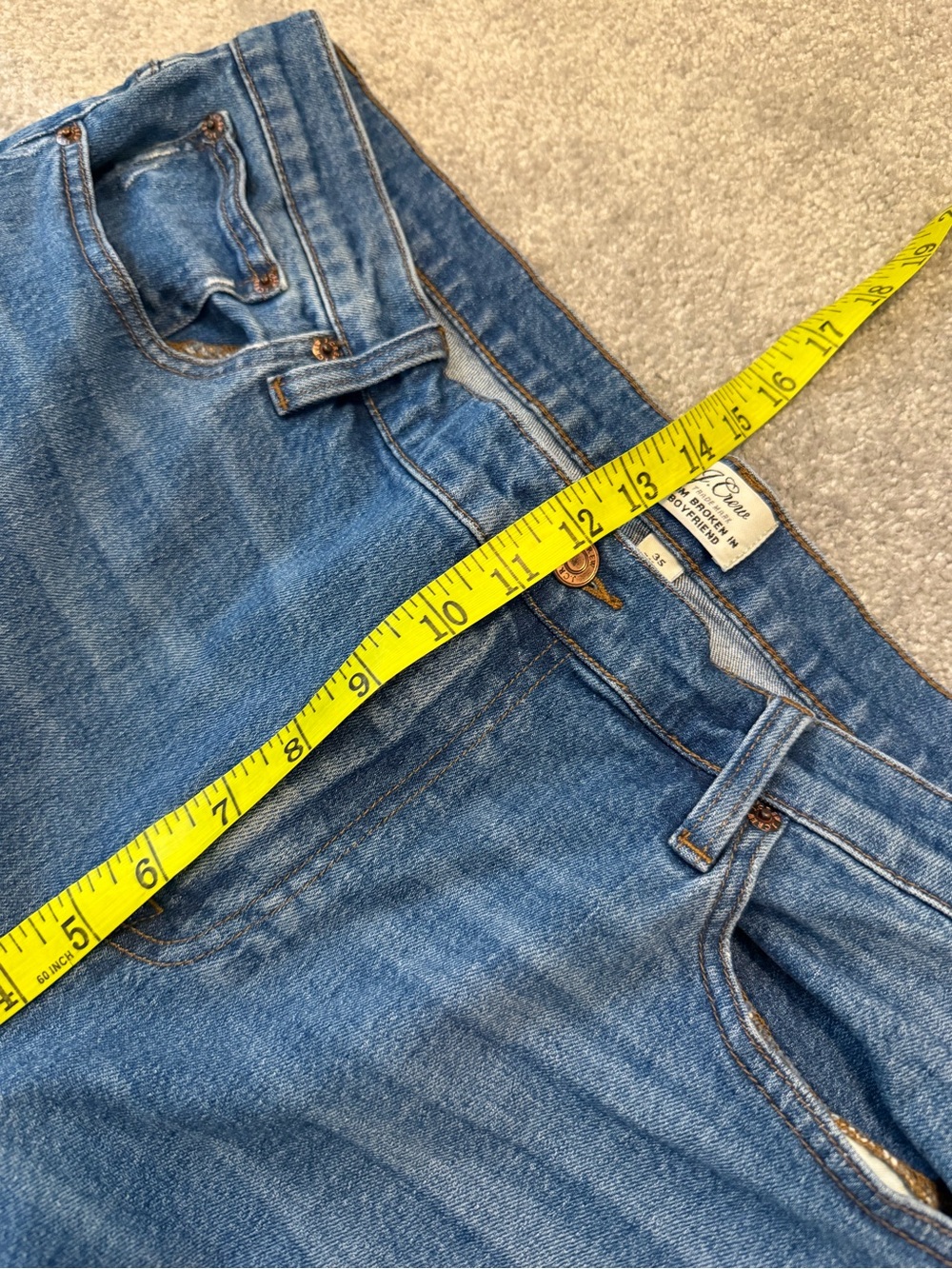 J Crew slim broken in boyfriend cigarette jeans Classic Blue denim capsule 35 - Picture 9 of 10
